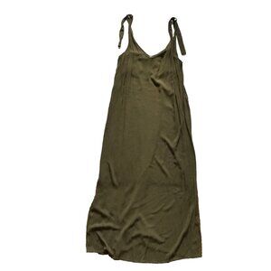 Michael Stars Maxi Dress Womens Small Olive Green Sleeveless Scoop Neck Rayon